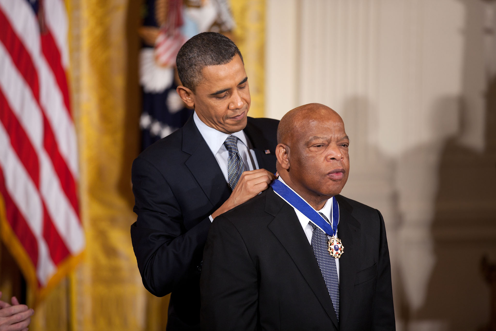 John Lewis being awarded the Presidential Medal of Freedom by President Barack Obama in 2011
